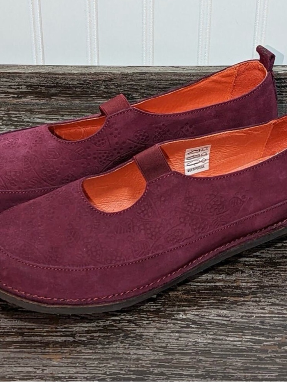 GUDRUN SJODEN Burgundy Suede Mary Jane Flats - Picture 3 of 6